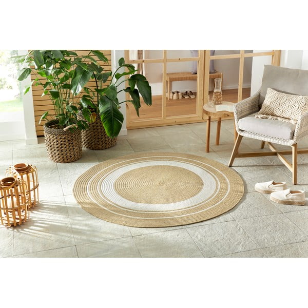 Tappeto rotondo per esterni in colore naturale ø 200 cm - NORTHRUGS-image-1