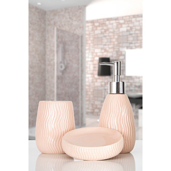 Set di accessori da bagno in ceramica rosa Merlin - Mioli Decor-image-1