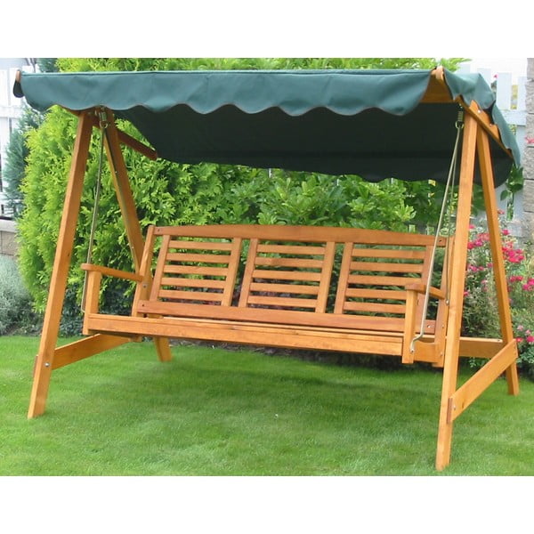 Altalena da giardino in legno verde-marrone Eden - Rojaplast-image-1