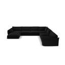 Divano angolare nero (con penisola a destra/a U) con rivestimento in velluto Vanda – Mazzini Sofas