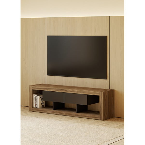 Tavolo TV marrone-nero in noce 175x52 cm Nara - TemaHome-image-1