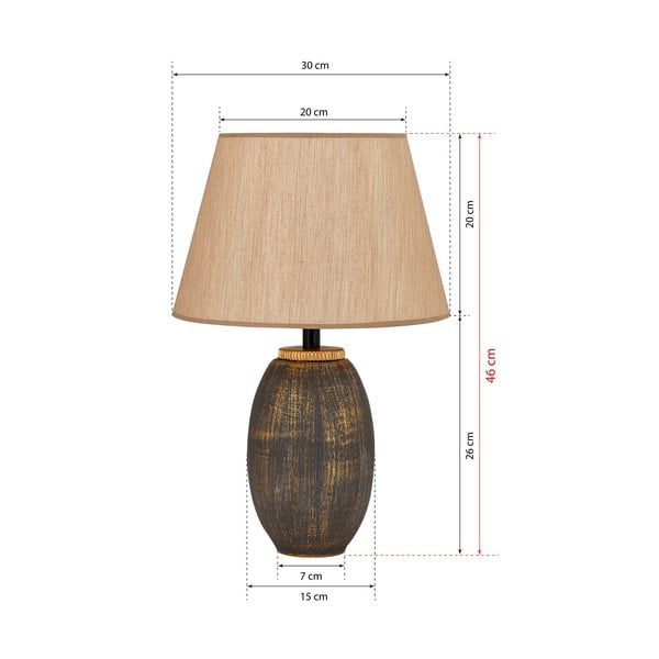Lampada da tavolo grigia/beige con paralume in tessuto (altezza totale 46 cm) Yakamoz – Opviq lights-image-3