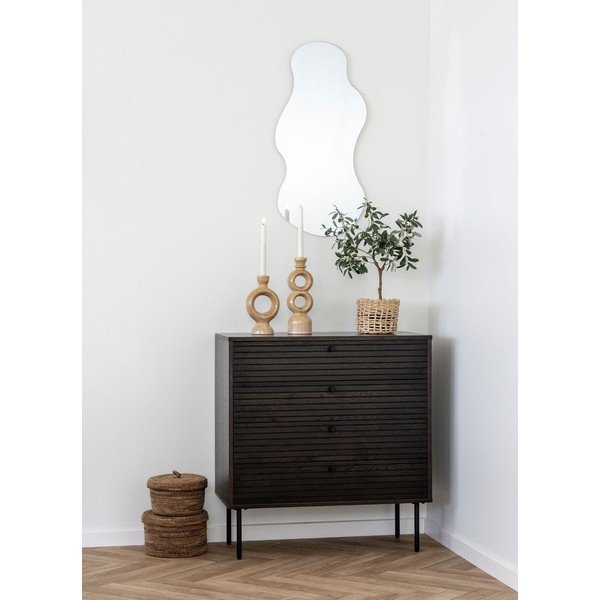 Cassettiera bassa marrone scuro in rovere 80x85 cm Kyoto - House Nordic-image-1