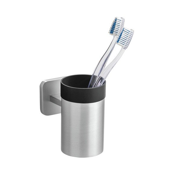 Portaspazzolino senza foratura color argento opaco in acciaio inox con aggancio Turbo-loc Porto – Wenko