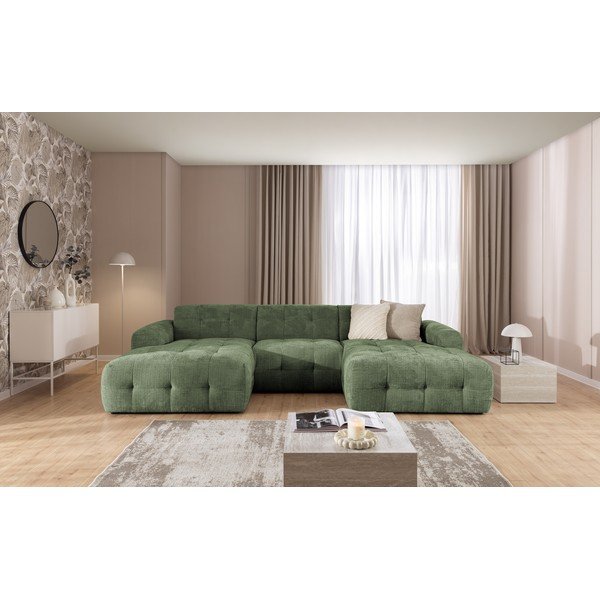 Divano angolare verde (a U/con chaise lounge) Melva – Ropez-image-4