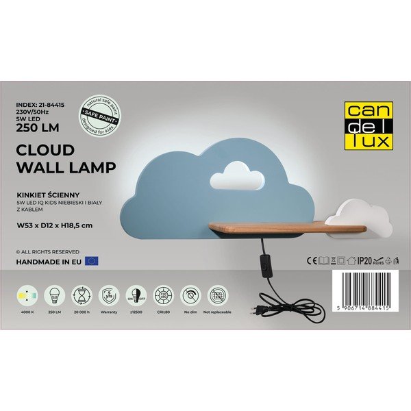Apparecchio per bambini bianco-blu Cloud - Candellux Lighting-image-3