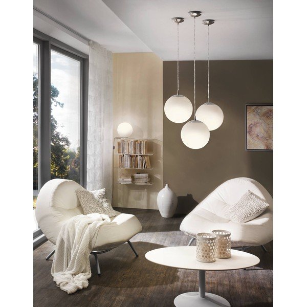 Lampadario bianco/argentato con paralume in vetro ø 30 cm RONDO – EGLO-image-1