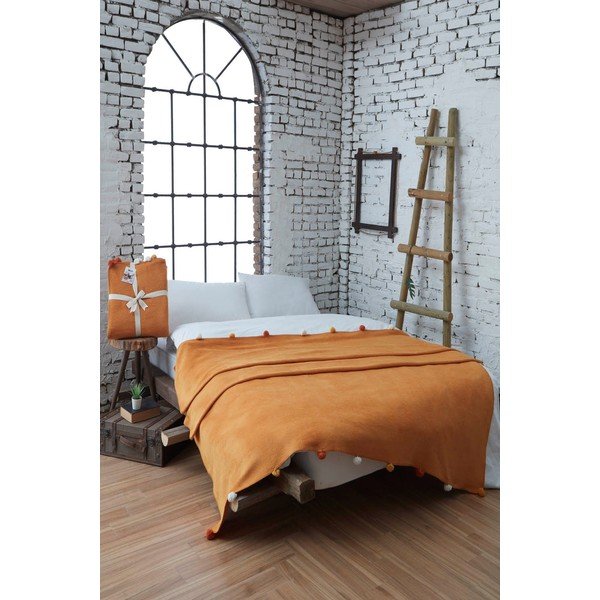 Copriletto color senape in vello 200x220 cm Pom Pom – Mijolnir-image-1