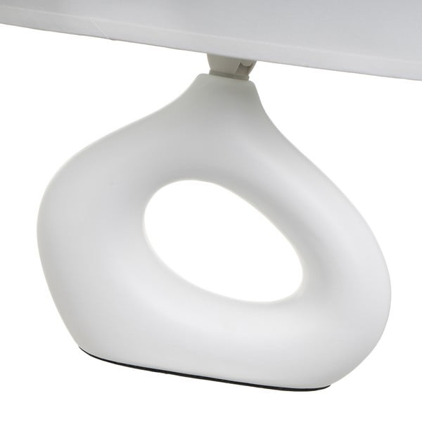 Lampada da tavolo in ceramica bianca con paralume in tessuto (altezza 30 cm) - Casa Selección-image-3