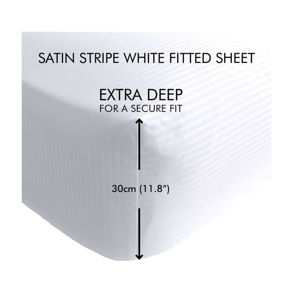 Lenzuolo teso bianco 90x190 cm Satin Stripe - Catherine Lansfield