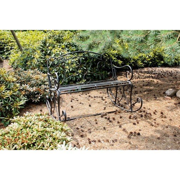 Panchina da giardino in metallo nero Dares - Garden Pleasure-image-3