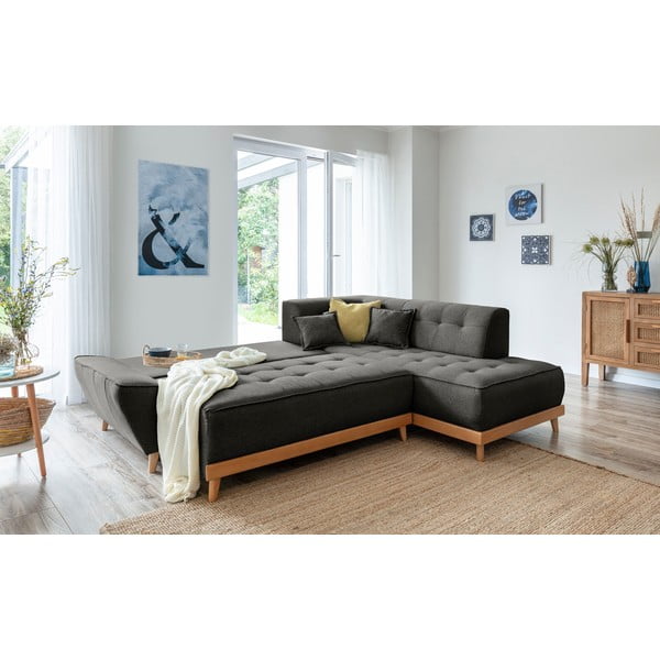 Divano letto angolare grigio scuro L, angolo destro Dazzling Daisy - Miuform-image-4