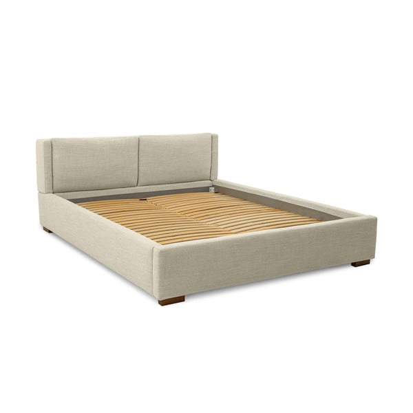 Letto matrimoniale imbottito beige con doghe in legno 140x200 cm Dreamer - Scandic