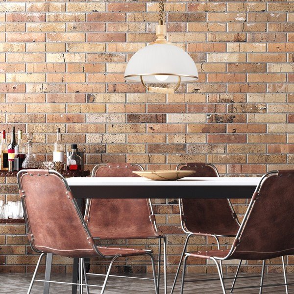 Lampadario di colore bronzo-naturale con paralume in vetro ø 30 cm Ramona - LAMKUR-image-3