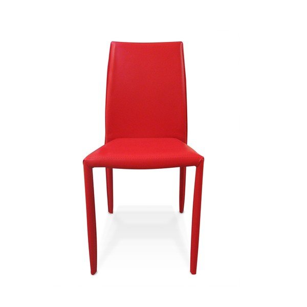 Sedia da pranzo rossa con rivestimento in ecopelle Faux - Evergreen House-image-4