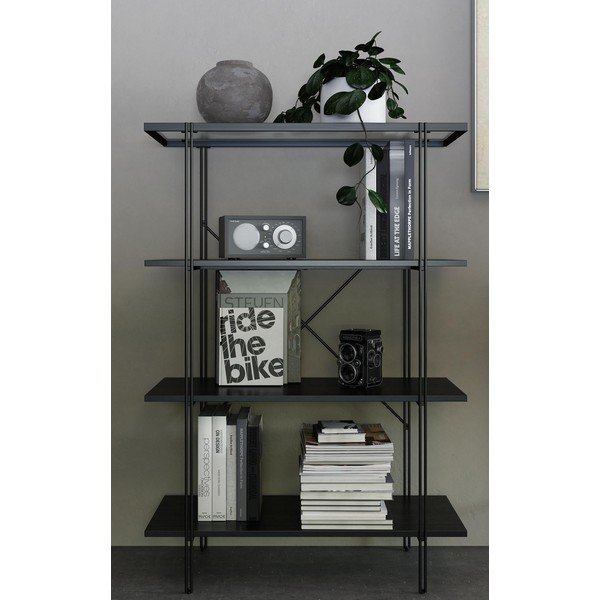 Libreria nera in rovere 79x117 cm Wainwright - Støraa-image-1