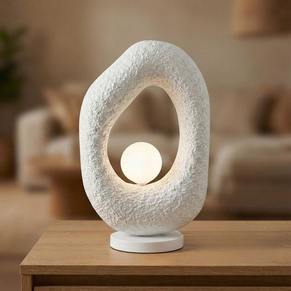 Lampada da tavolo bianca in metallo (altezza totale 50 cm) Lore – Opviq lights-image-3
