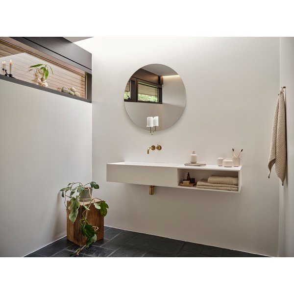 Organizer da bagno beige in gres per dischetti di cotone Sensu – Zone-image-1
