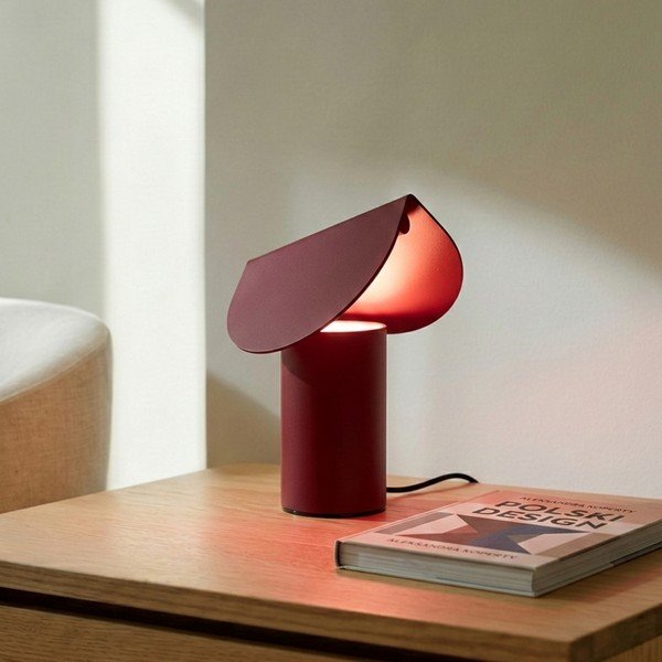 Lampada da tavolo LED burgundy in alluminio (altezza totale 15 cm) BISCUIT – Thoro-image-1