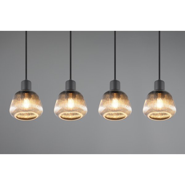 Lampadario nero con paralume in vetro ø 15 cm Tarifa - Trio-image-2