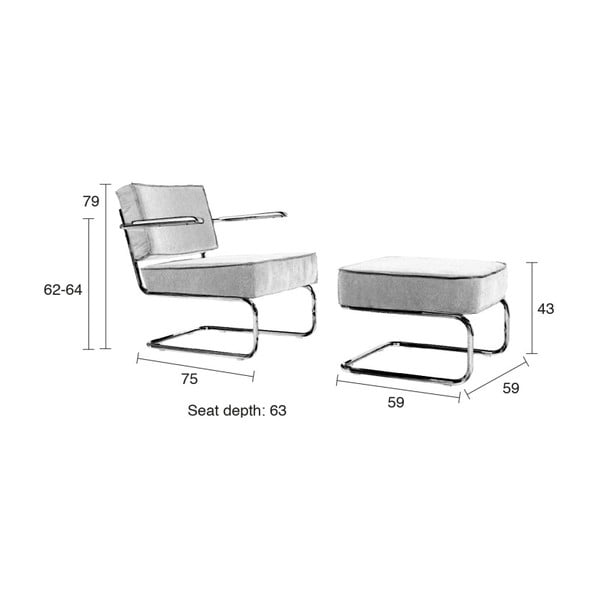 Poltrona grigio chiaro Rib - Zuiver-image-3