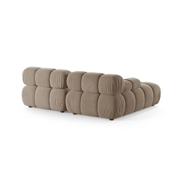 Divano angolare componibile beige (con penisola a sinistra/con chaise lounge) con rivestimento in velluto – Micadoni -image-2