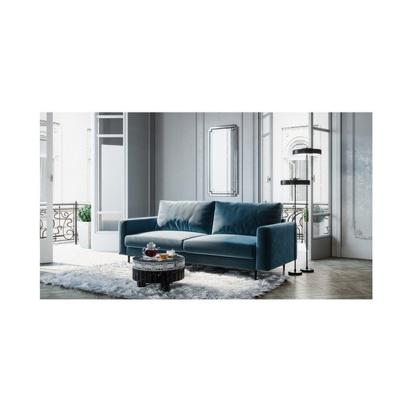 Divano in velluto blu scuro Devichy , 222 cm Levie - devichy-image-3