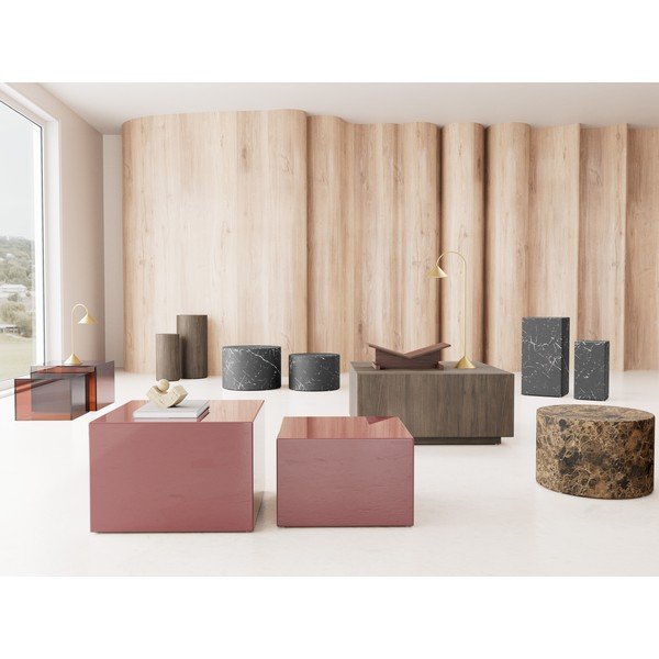 Set di tavolini da salotto marroni in vetro 2 pz 50x50 cm Dice – Actona-image-1