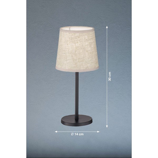 Lampada da tavolo nero/beige naturale con paralume in tessuto (altezza 30 cm) Eve - Fischer & Honsel-image-2