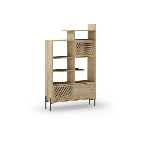 Libreria in rovere decorato in colore naturale 99x160 cm Inca - Marckeric-image-4