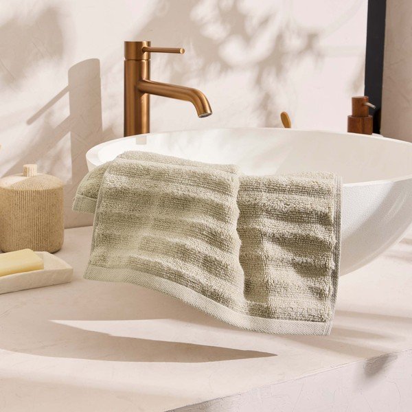 Asciugamano tipo terry beige in cotone 30x50 cm Maya – douceur d'intérieur-image-2