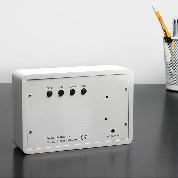 Sveglia bianca con display a LED bianco Brick Click Clock - Gingko-image-1