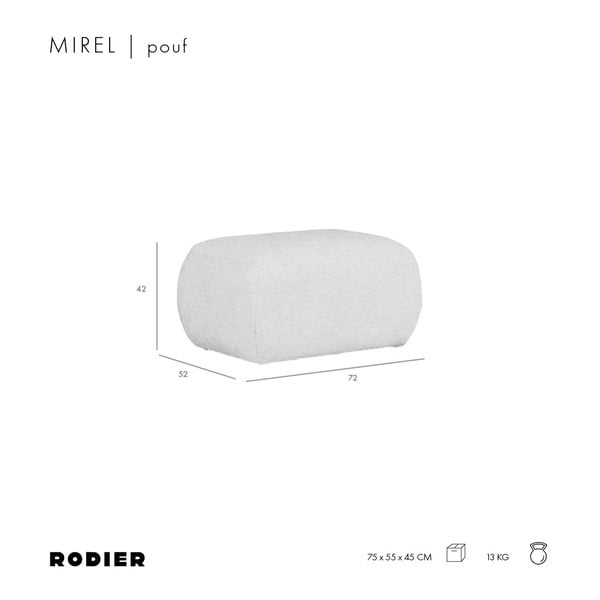 Poggiapiedi grigio chiaro rivestito in bouclé Mirel – Rodier-image-4