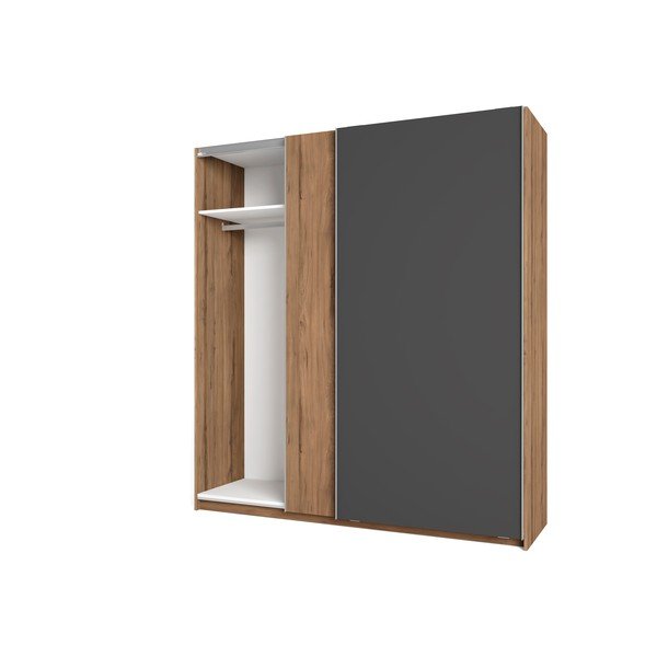 Armadio grigio in noce con ante scorrevoli 182x200 cm Malta - Marckeric-image-2