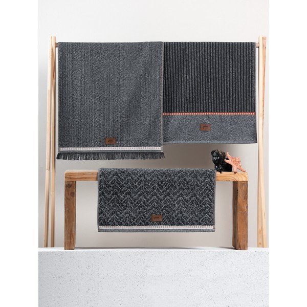 Set di asciugamani color antracite 3 pz 50x90 cm Denim – Foutastic-image-2