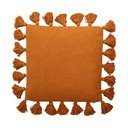 Oranžový bavlněný dekorativní polštář Bloomingville Fringe