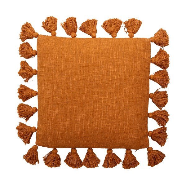 Oranžový bavlněný dekorativní polštář Bloomingville Fringe