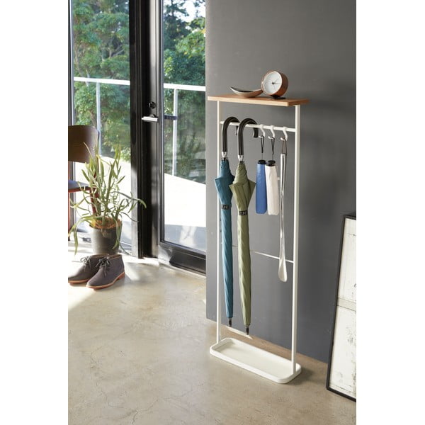 Portaombrelli bianco con ripiano in legno Yamazaki Tower - YAMAZAKI-image-4