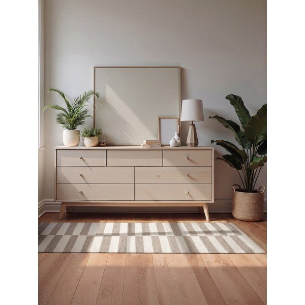 Tappeto bianco/grigio in lana reversibile/tessuto a mano 80x150 cm Vika – Hanse Home-image-1