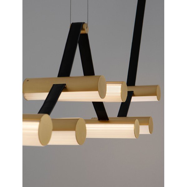 Lampadario LED color ottone in alluminio con paralume in vetro con intensità regolabile Luma – Nova Luce-image-3