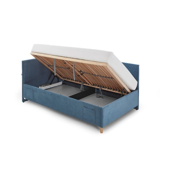 Letto da bambini con sponde blu imbottito con contenitore con rete inclusa 120x200 cm Cool – Meise Möbel-image-4