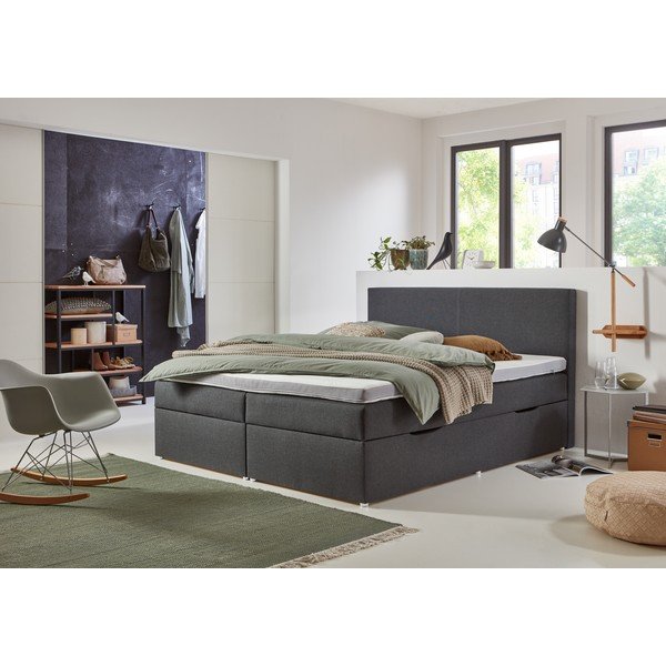 Letto boxspring grigio con contenitore 180x200 cm Harry - Rojaplast-image-1