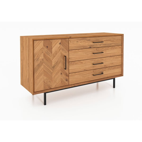 Cassettiera bassa in legno di quercia in colore naturale 144x80 cm Abies - The Beds-image-1