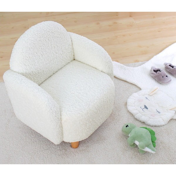 Poltrona per bambini bianca in tessuto bouclé Moylo - Artie-image-1