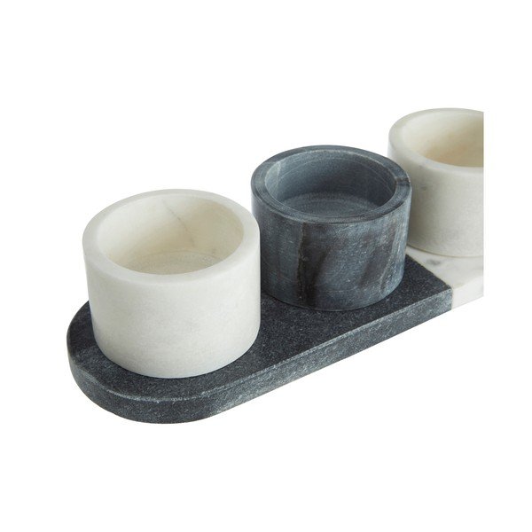 Set di 3 ciotole da portata in marmo bianco e grigio Marmo - Premier Housewares-image-3