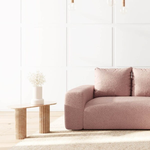 Divano angolare rosa (con penisola a destra e chaise lounge) rivestito in bouclé Monce – Rodier-image-4