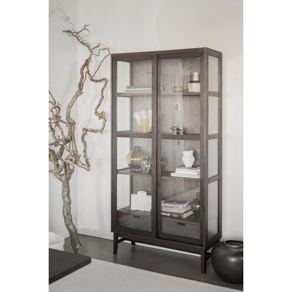 Vetrina marrone in rovere con ante scorrevoli 100x203 cm Hazelton - Rowico-image-4