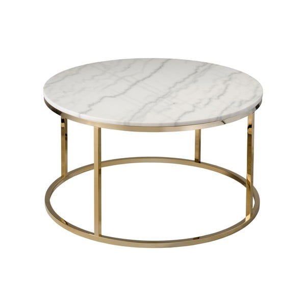 Tavolino in marmo bianco con base in oro , ⌀ 85 cm Accent - RGE-image-2