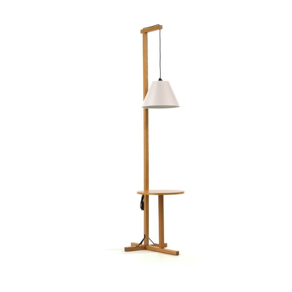 Lampada da terra bianca con struttura in legno Floor - Woodman-image-2