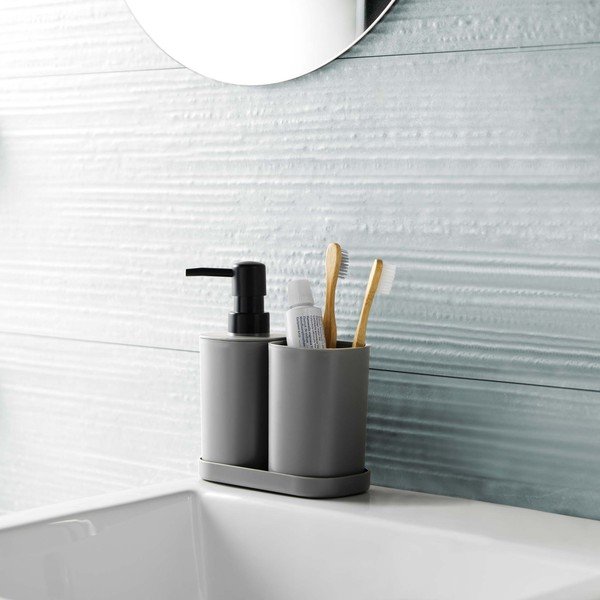 Set di accessori da bagno in plastica grigio scuro Vita - douceur d'intérieur-image-1